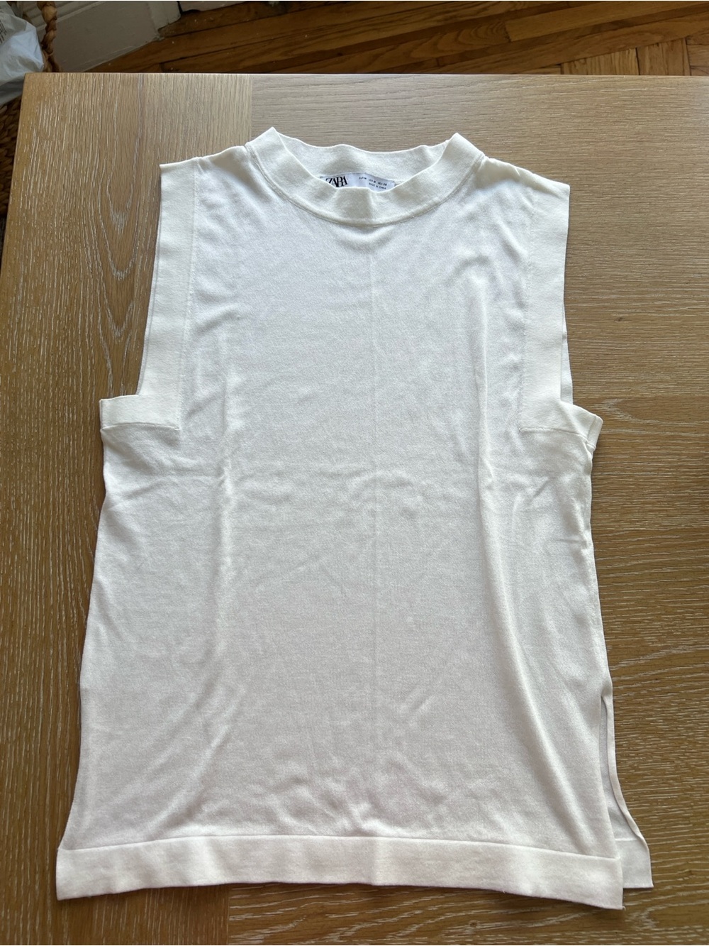 Zara Cream Sleeveless Mock Neck Tank